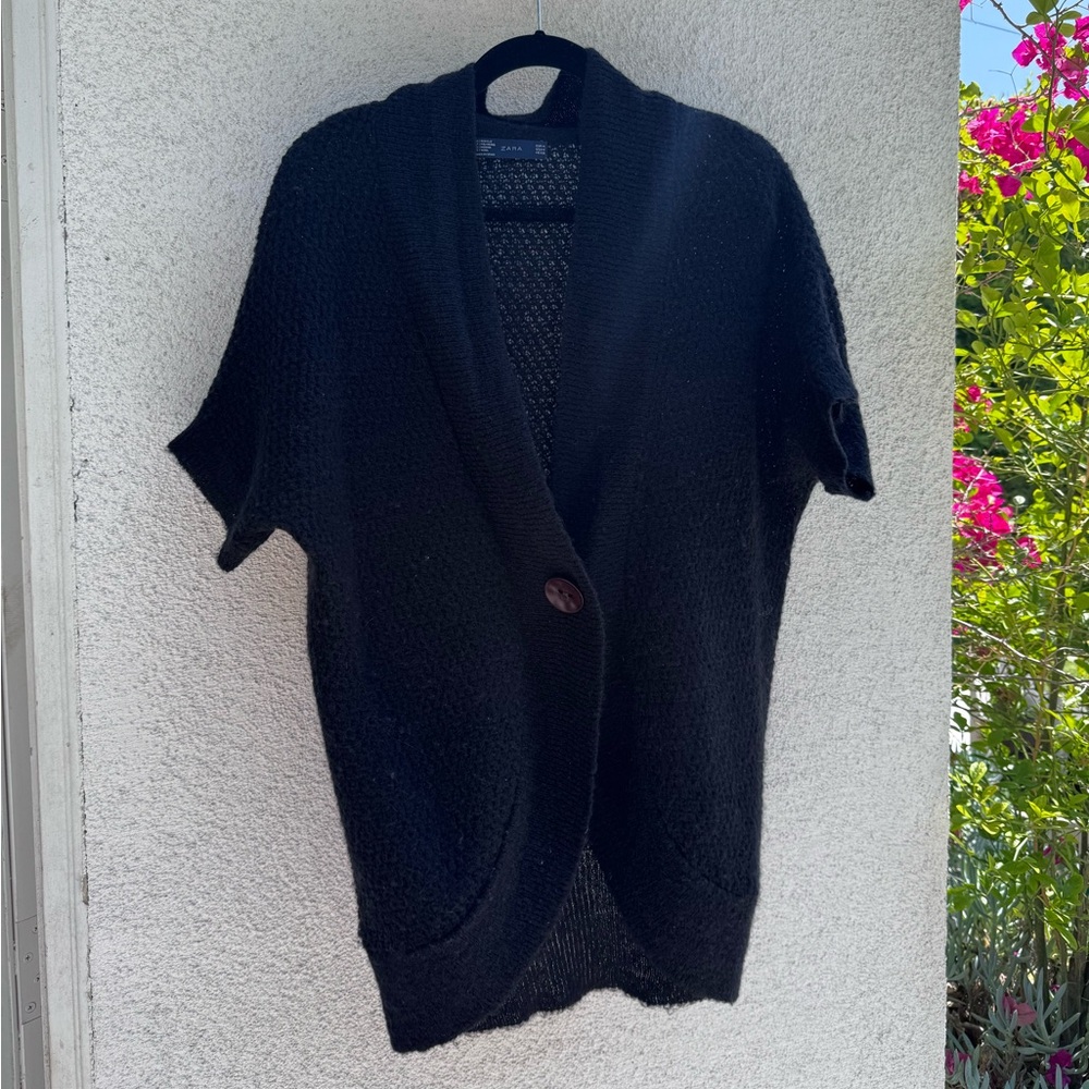 Zara Black Open-Front Cardigan